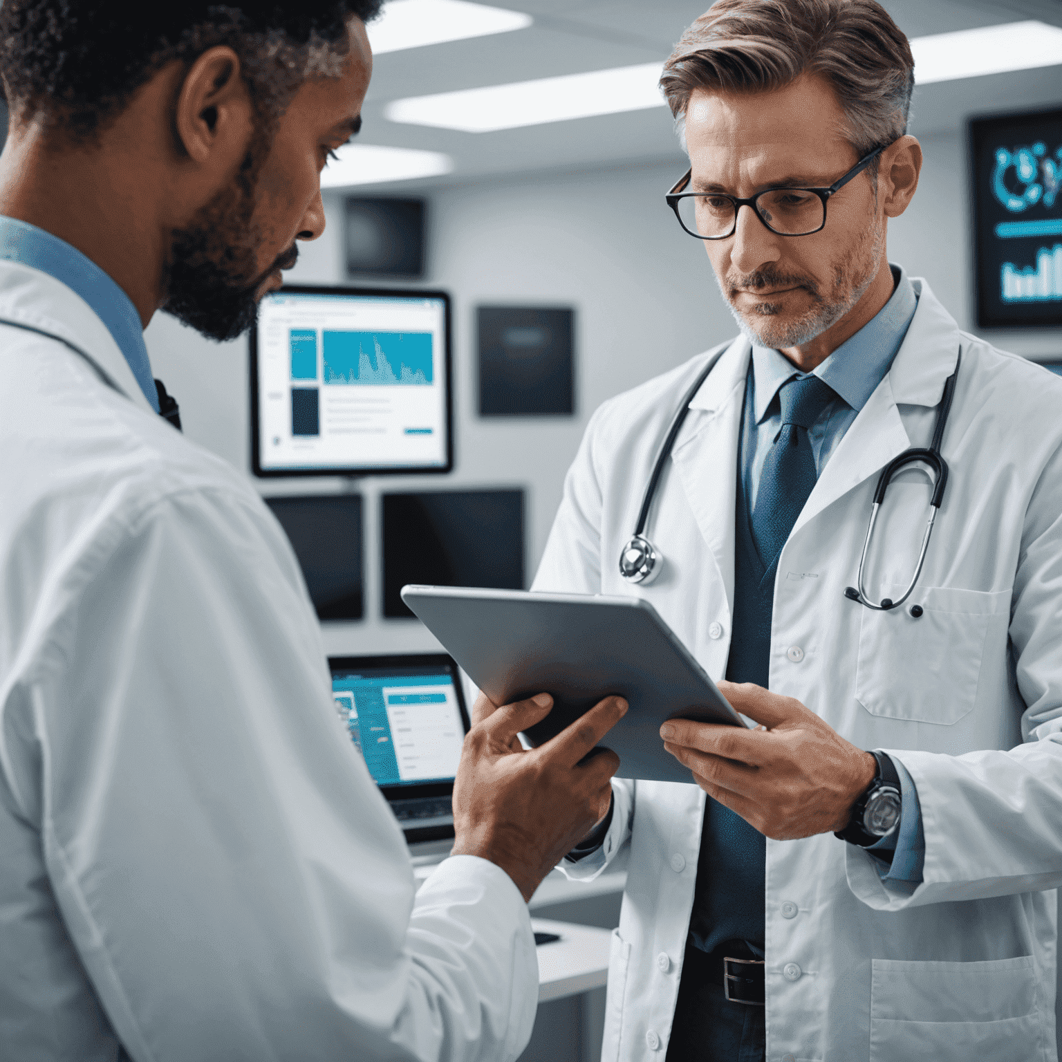 Doctor accessing electronic health records on a tablet